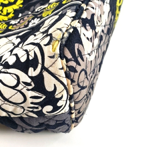 Vera Bradley Tote Bag Purse - Black Gray White Green Floral Baroque - Picture 8 of 16